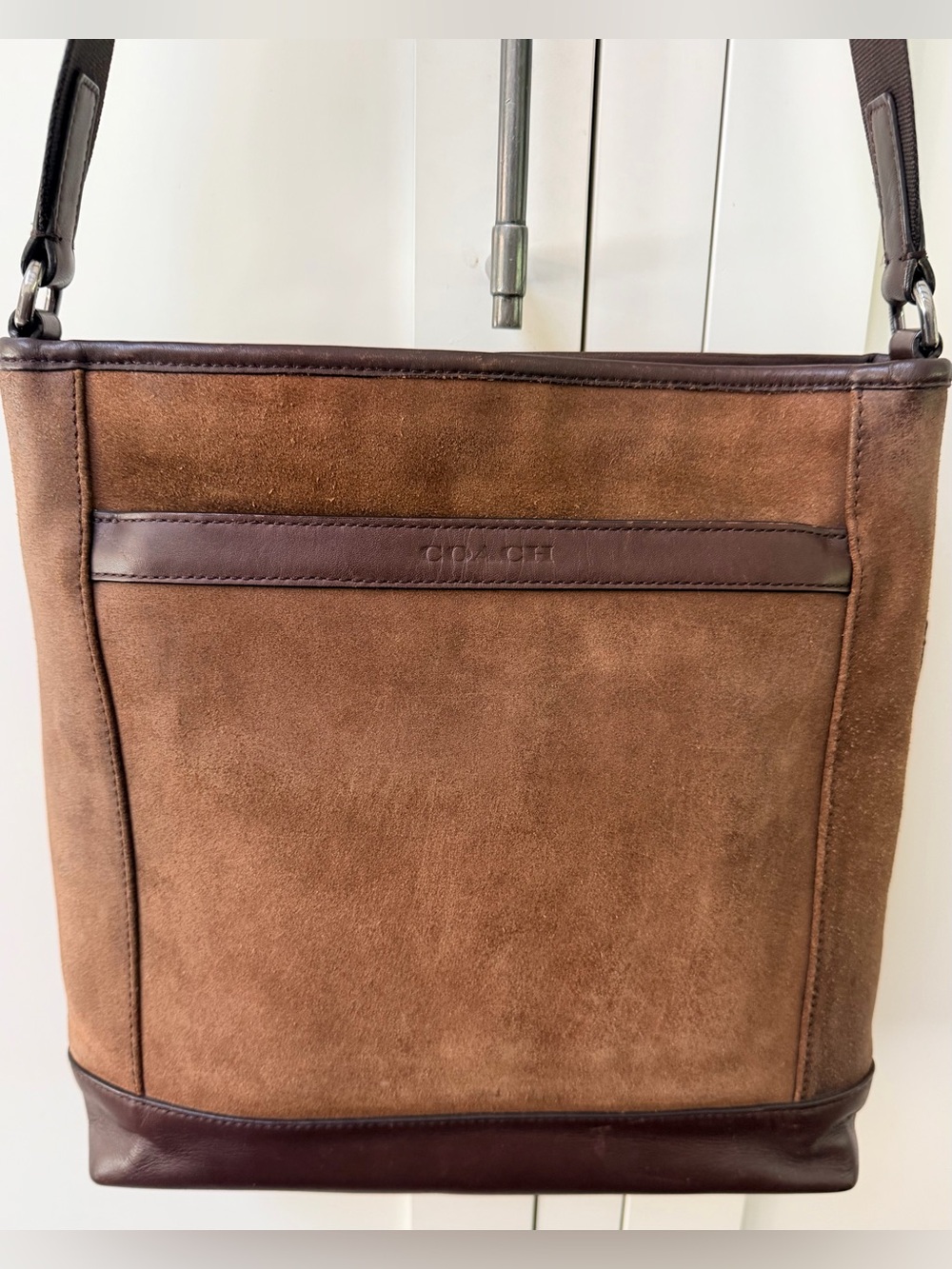 COACH Vintage Brown Suede Leather Messenger Crossbody Bag Men’s Unisex 7134